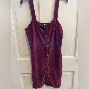 Velvet over all dress with button detail